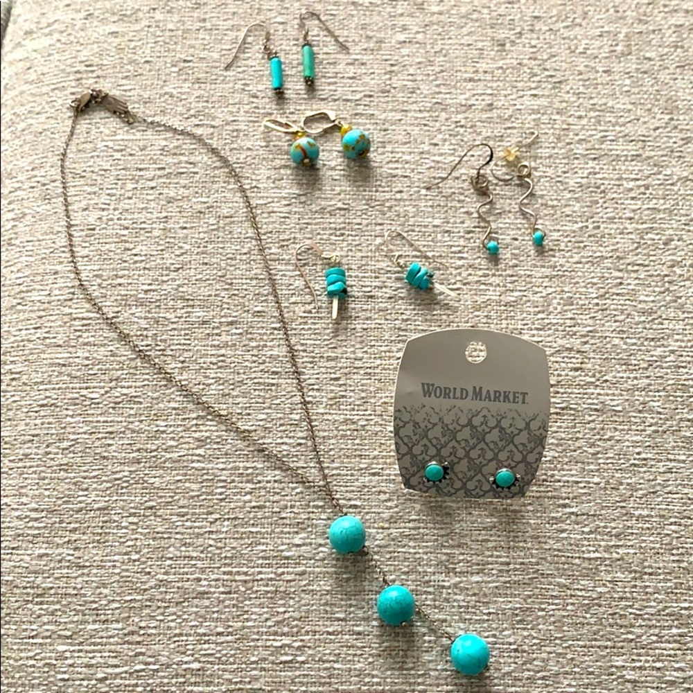 Turquoise jewelry bundle-earrings and necklace
